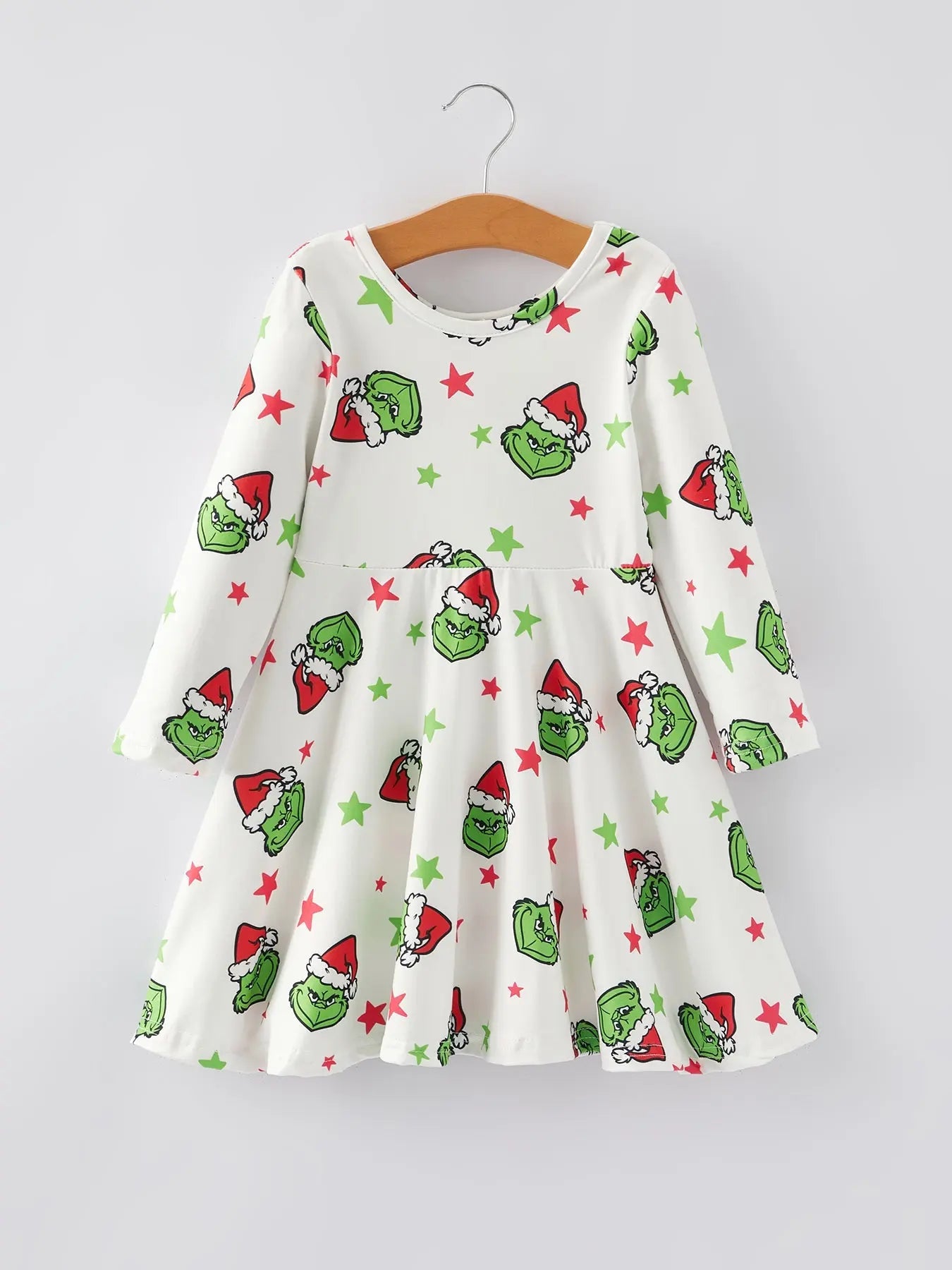 Rylee Faith Designs Christmas Themed Cartoon Characters Stars Print Girls Dress - Apparel & Accessories > Clothing > Dresses Dress