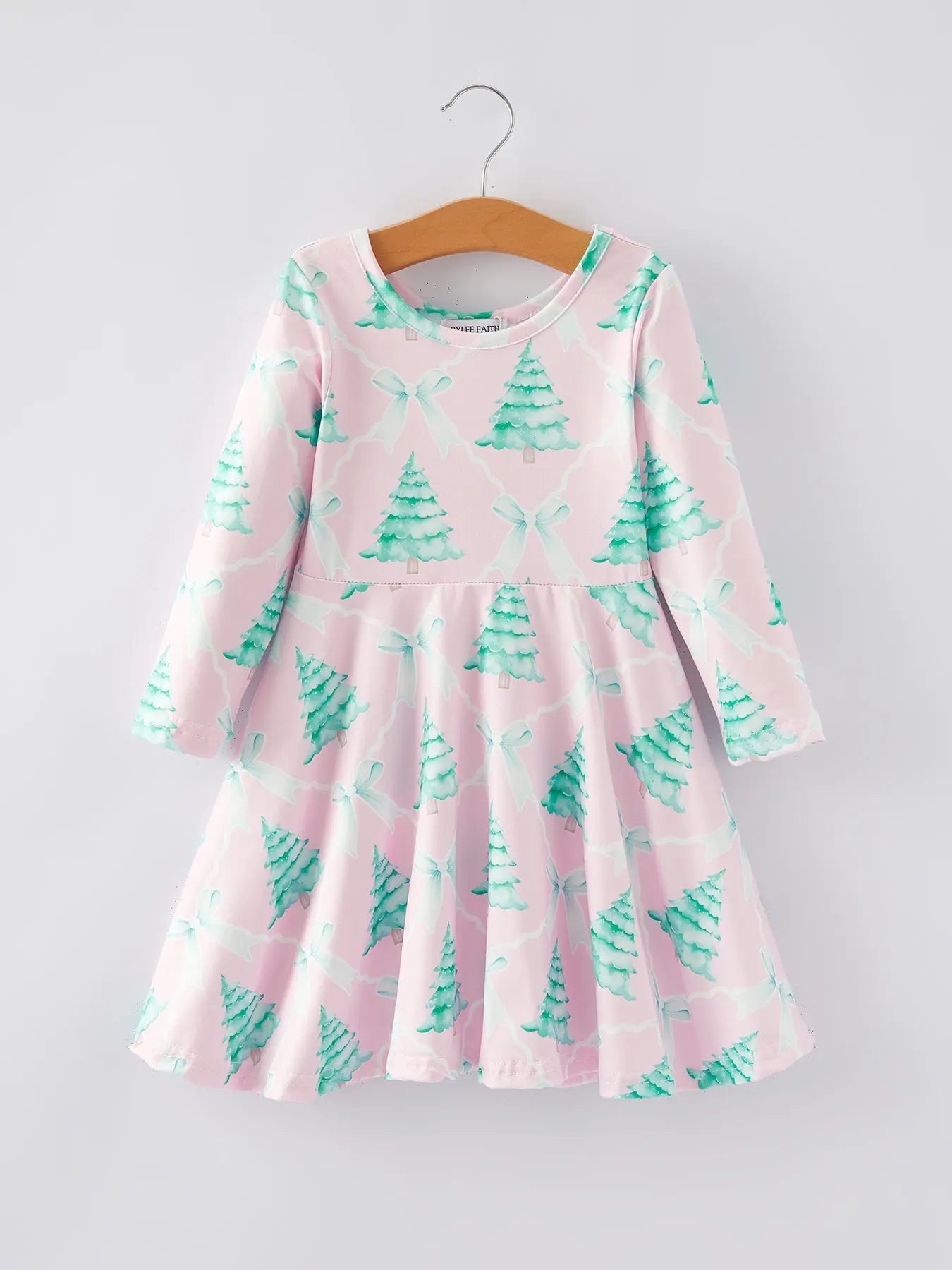 Rylee Faith Designs Preorder Christmas Tree Bow Print Girls Holiday Dress - Apparel & Accessories > Clothing > Dresses Dress