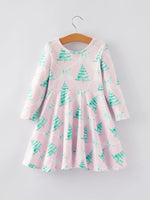 Rylee Faith Designs Preorder Christmas Tree Bow Print Girls Holiday Dress - Apparel & Accessories > Clothing > Dresses Dress