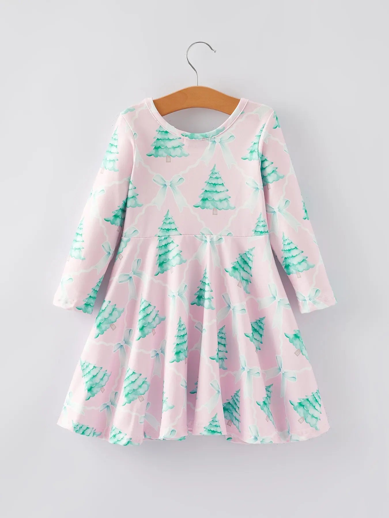 Rylee Faith Designs Preorder Christmas Tree Bow Print Girls Holiday Dress - Apparel & Accessories > Clothing > Dresses Dress