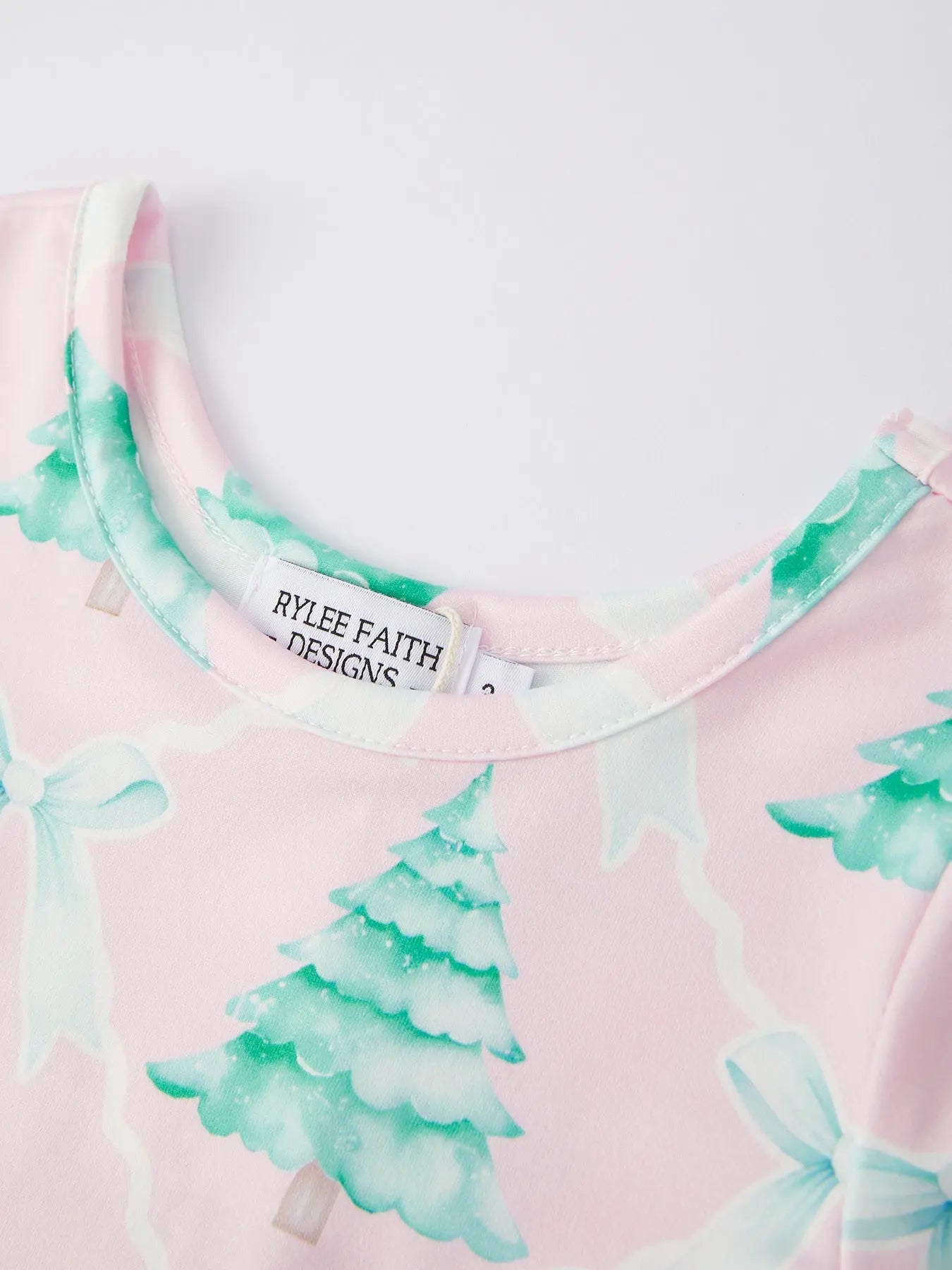 Rylee Faith Designs Preorder Christmas Tree Bow Print Girls Holiday Dress - Apparel & Accessories > Clothing > Dresses Dress