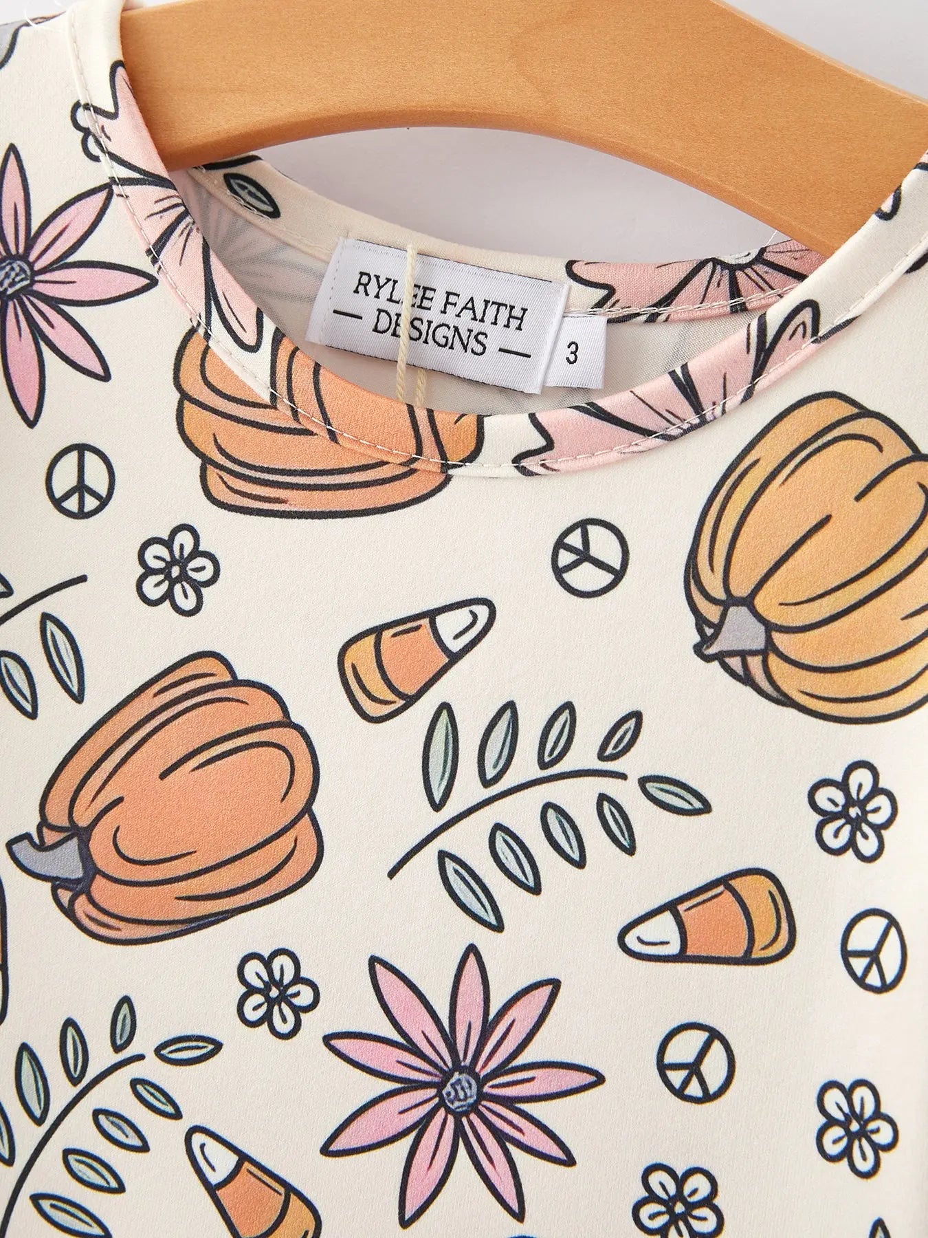 Festive Pumpkin Print Dress with Soft Fabric for Girls Holiday Celebrations Rylee Faith Designs