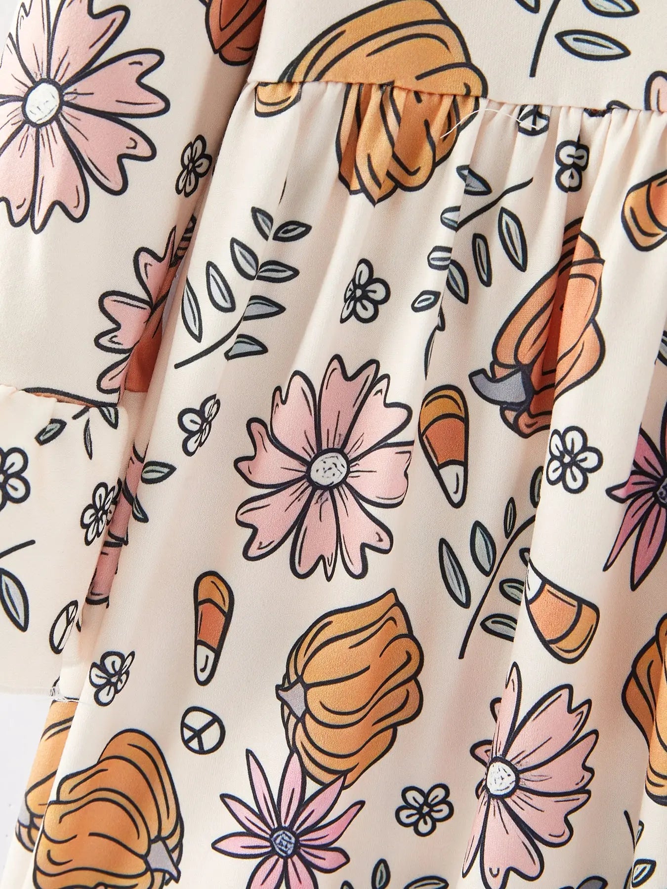 Festive Pumpkin Print Dress with Soft Fabric for Girls Holiday Celebrations Rylee Faith Designs