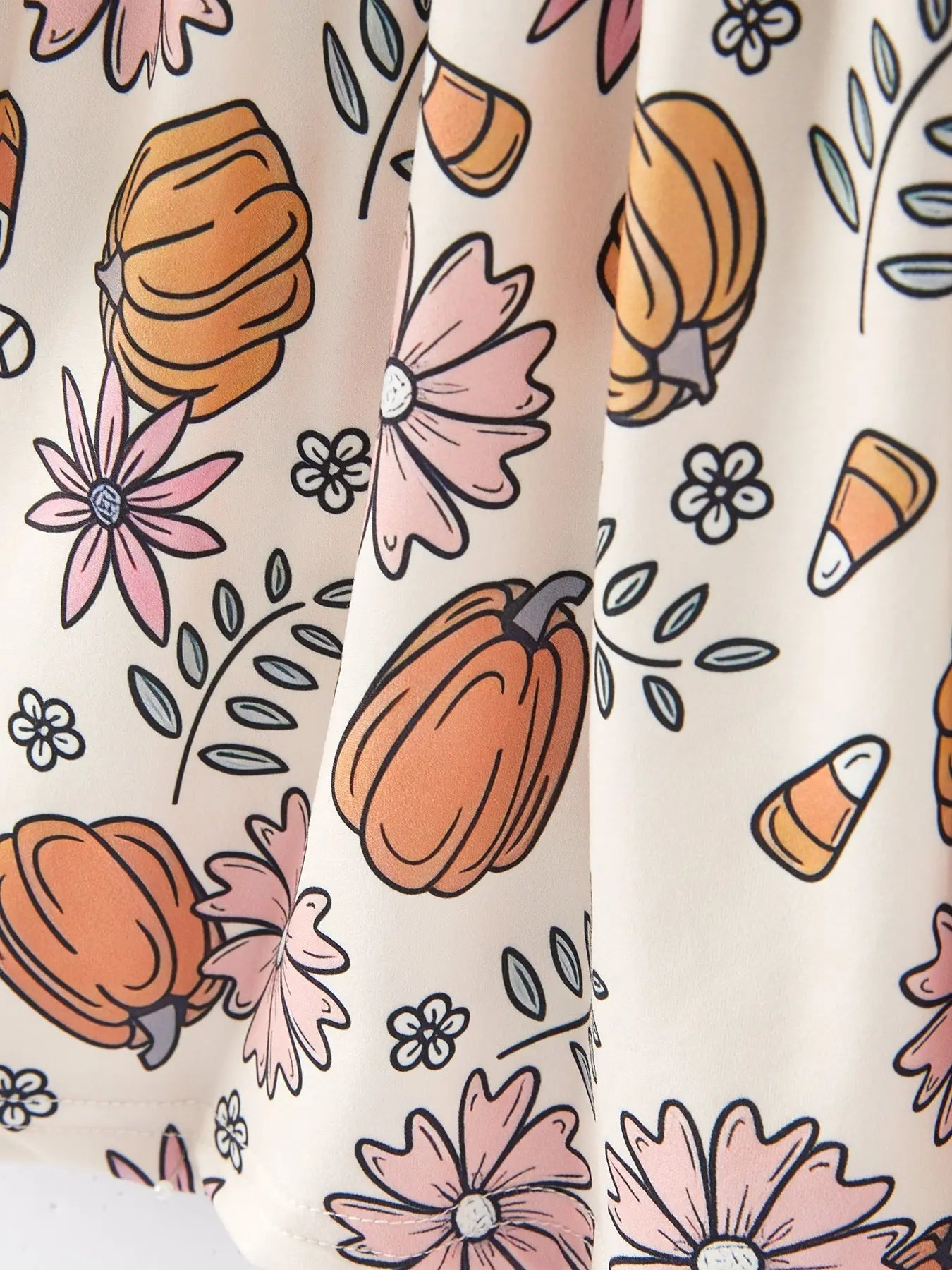 Festive Pumpkin Print Dress with Soft Fabric for Girls Holiday Celebrations Rylee Faith Designs