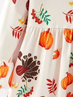 Rylee Faith Designs Quality Cotton Thanksgiving Turkey Print Dress for Girls Celebrations - Apparel & Accessories > Clothing > Dresses Dress