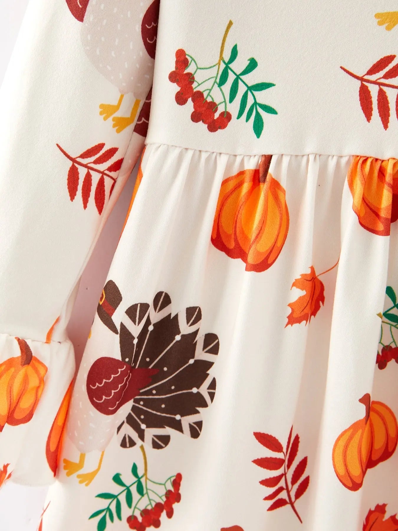 Quality Cotton Thanksgiving Turkey Print Dress for Girls Celebrations Rylee Faith Designs