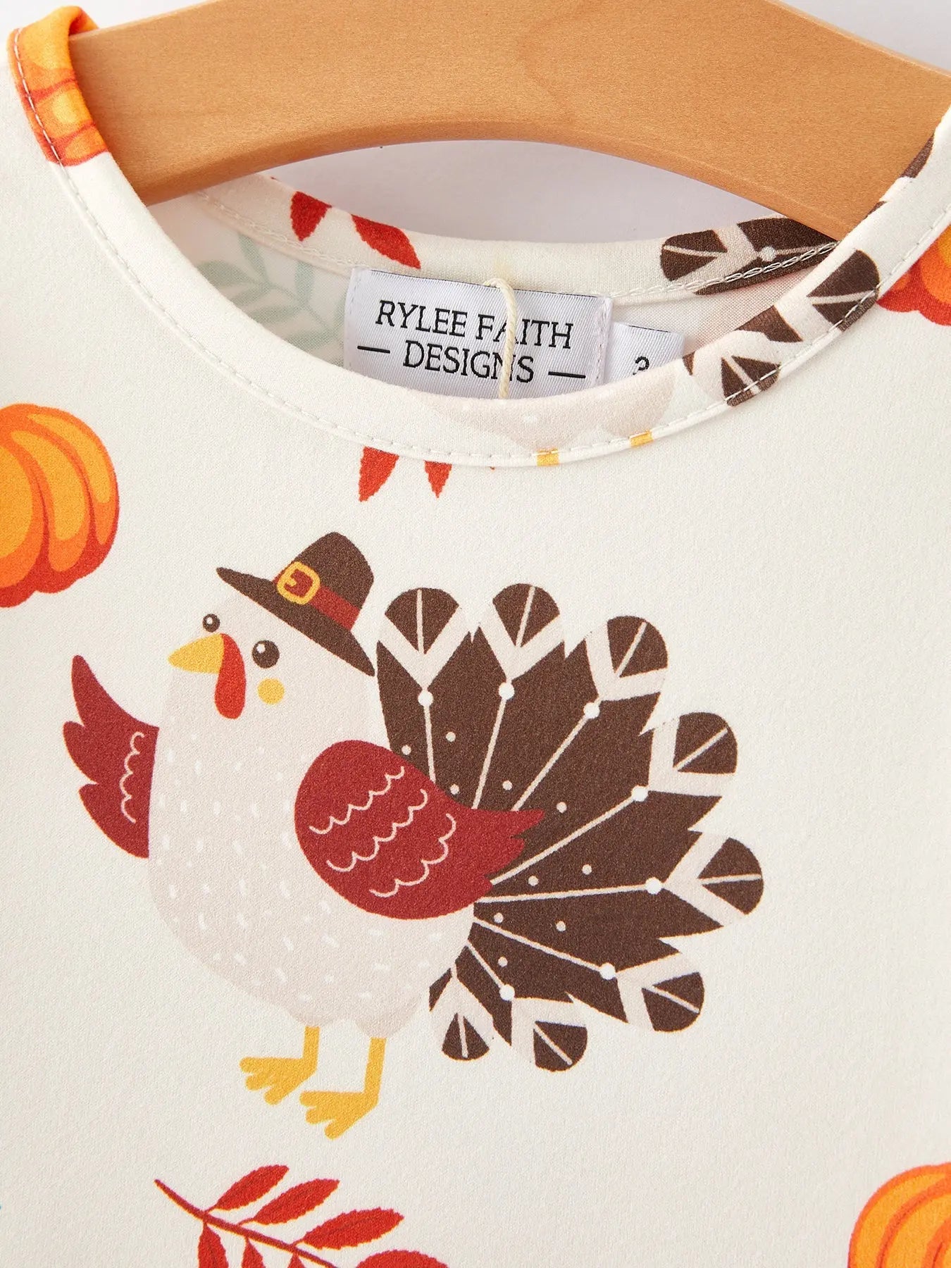 Quality Cotton Thanksgiving Turkey Print Dress for Girls Celebrations Rylee Faith Designs