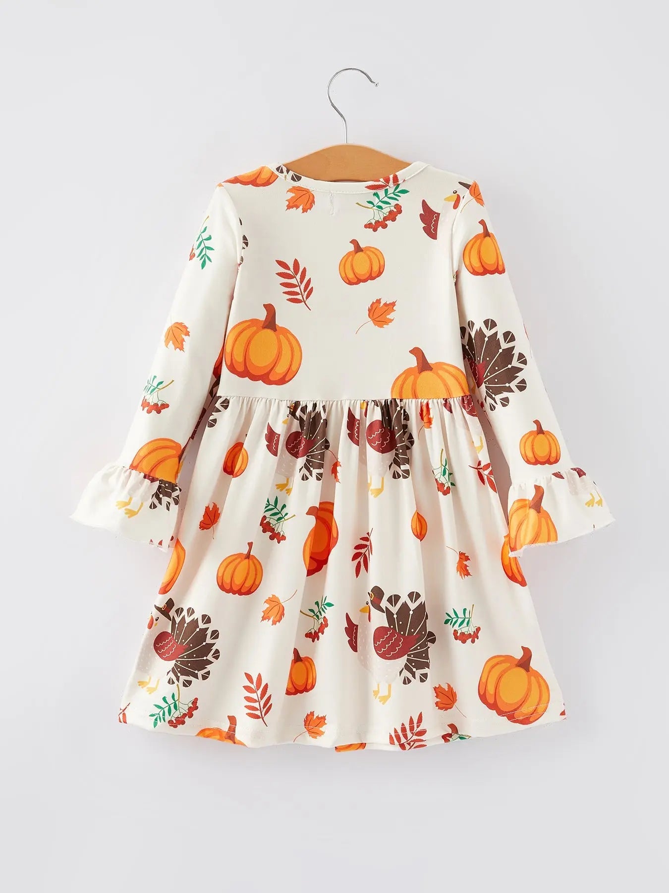 Quality Cotton Thanksgiving Turkey Print Dress for Girls Celebrations Rylee Faith Designs