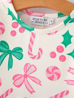 Rylee Faith Designs Christmas Candy Bow Print Girls Dress Festive Holiday Party - Apparel & Accessories > Clothing > Dresses Dress
