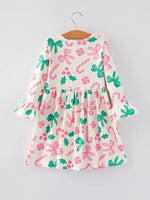 Rylee Faith Designs Christmas Candy Bow Print Girls Dress Festive Holiday Party - Apparel & Accessories > Clothing > Dresses Dress