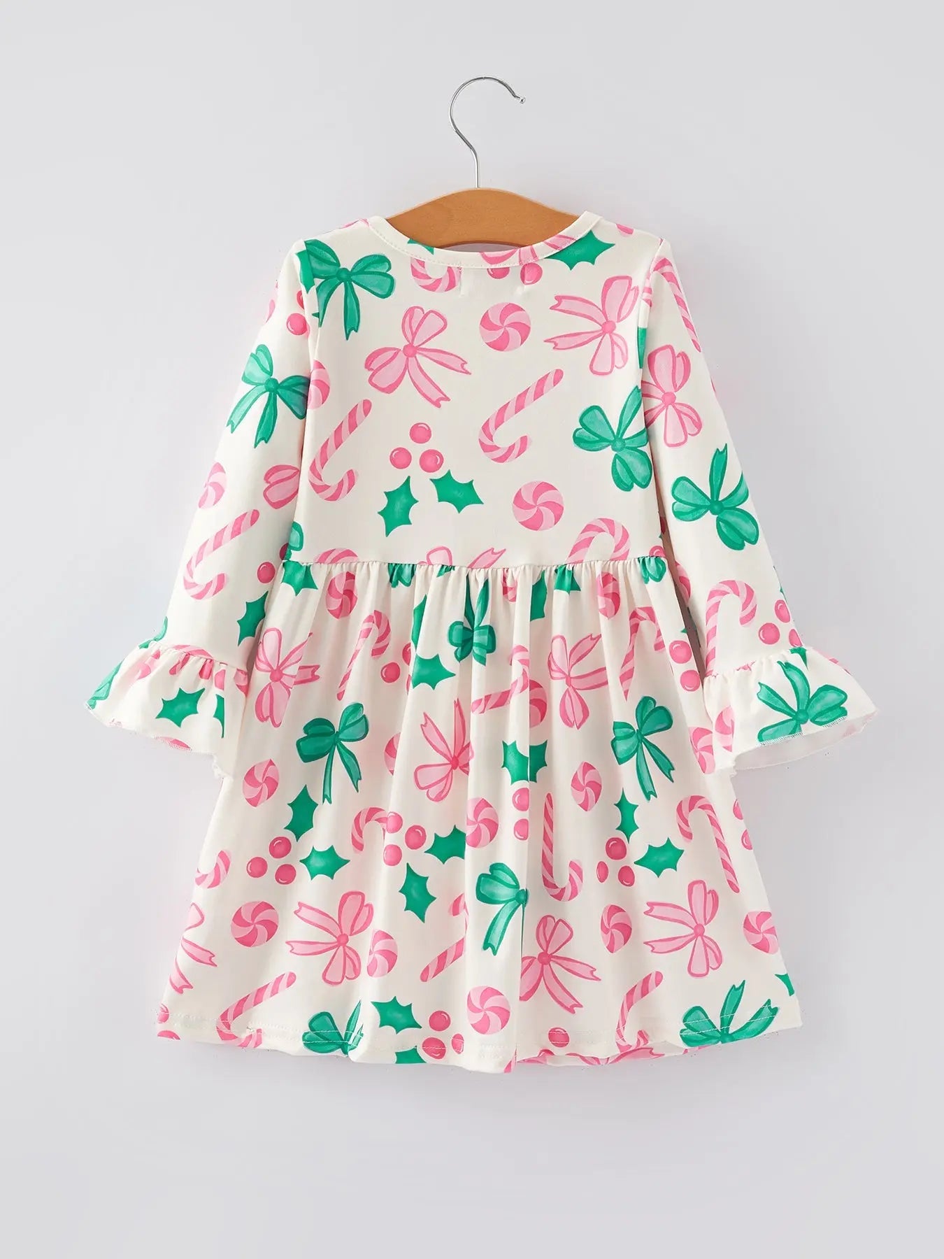 Rylee Faith Designs Christmas Candy Bow Print Girls Dress Festive Holiday Party - Apparel & Accessories > Clothing > Dresses Dress