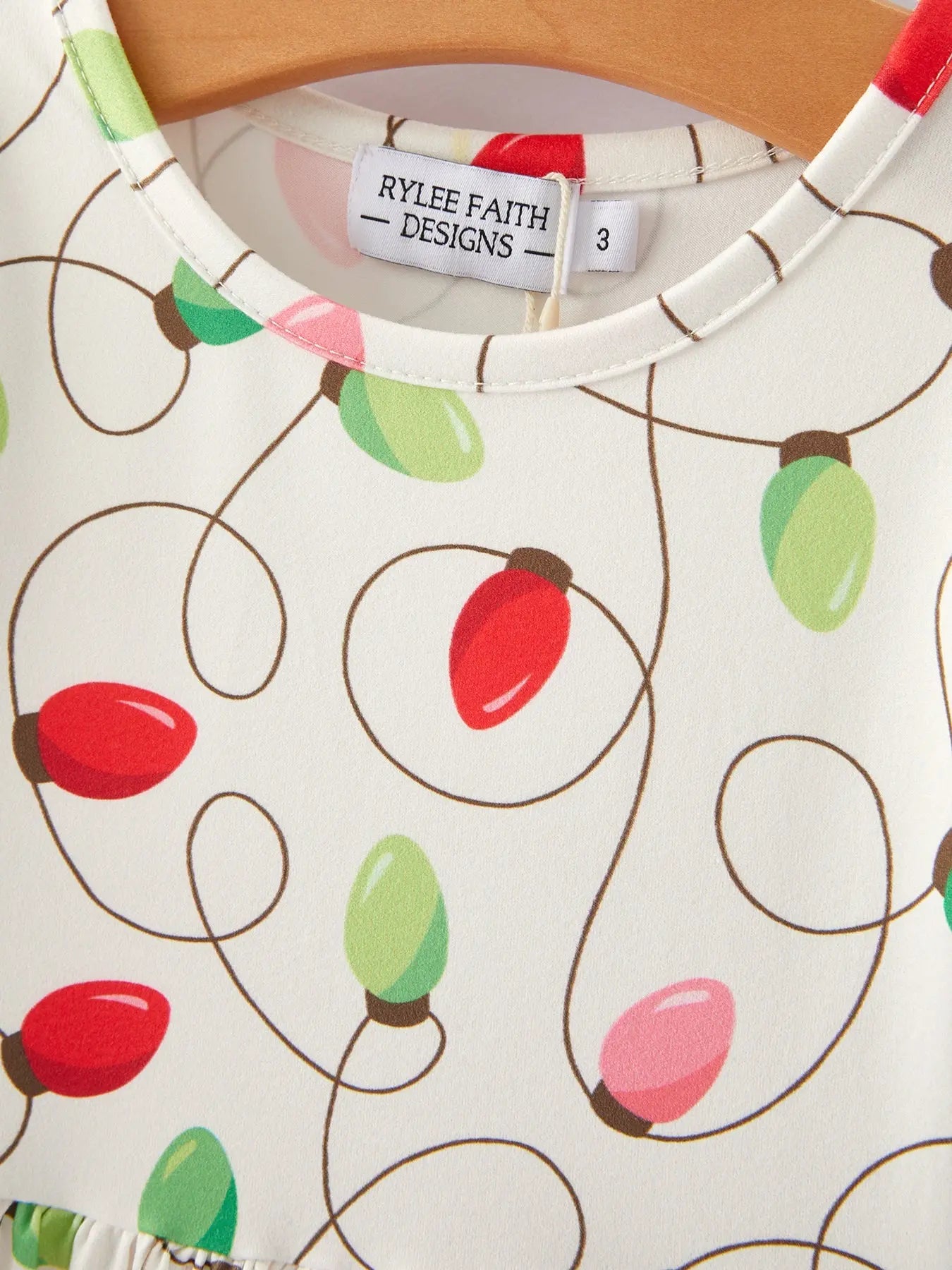 Rylee Faith Designs Christmas Lights Print Girls Dress Holiday Celebration - Apparel & Accessories > Clothing > Baby & Toddler Clothing > Baby & Toddler Dresses Dress