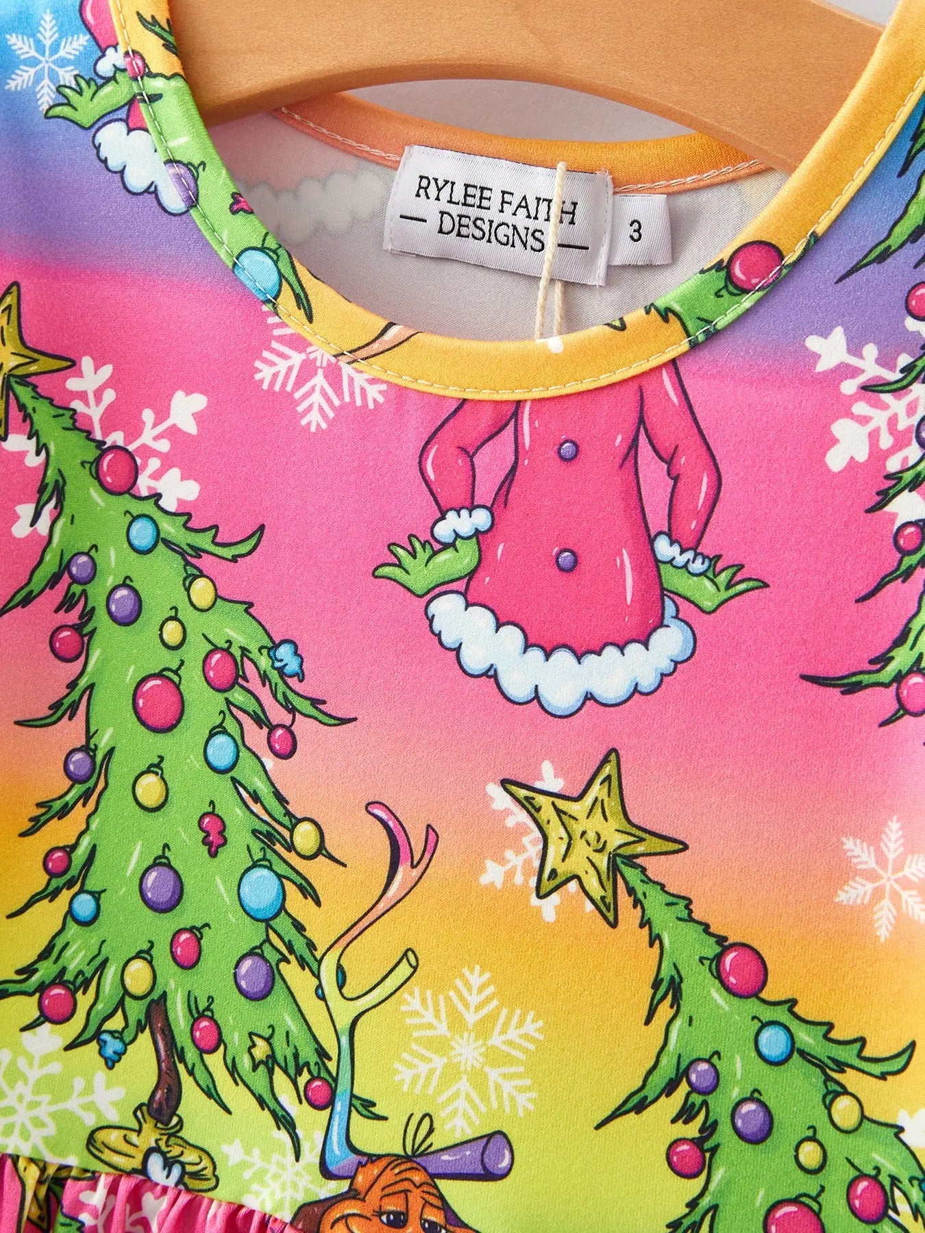 Rylee Faith Designs Christmas Cartoon Rainbow Characters Dress For Girls - Apparel & Accessories > Clothing > Dresses Dress