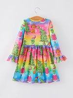 Rylee Faith Designs Christmas Cartoon Rainbow Characters Dress For Girls - Apparel & Accessories > Clothing > Dresses Dress