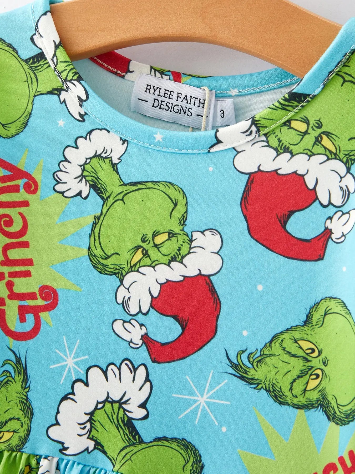 Rylee Faith Designs Christmas Cartoon Characters Print Girls Dress Outfit - Apparel & Accessories > Clothing > Baby & Toddler Clothing > Baby & Toddler Dresses Dress