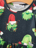 Rylee Faith Designs Christmas Cartoon Characters Print Black Girls Dress - Apparel & Accessories > Clothing > Dresses Dress