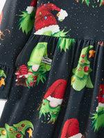 Rylee Faith Designs Christmas Cartoon Characters Print Black Girls Dress - Apparel & Accessories > Clothing > Dresses Dress