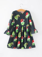 Rylee Faith Designs Christmas Cartoon Characters Print Black Girls Dress - Apparel & Accessories > Clothing > Dresses Dress