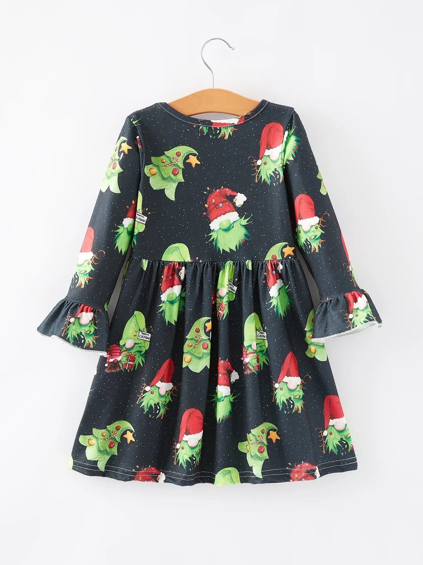 Rylee Faith Designs Christmas Cartoon Characters Print Black Girls Dress - Apparel & Accessories > Clothing > Dresses Dress