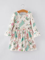 Rylee Faith Designs Christmas Cartoon Characters Print Dress for Girls - Apparel & Accessories > Clothing > Dresses Dress