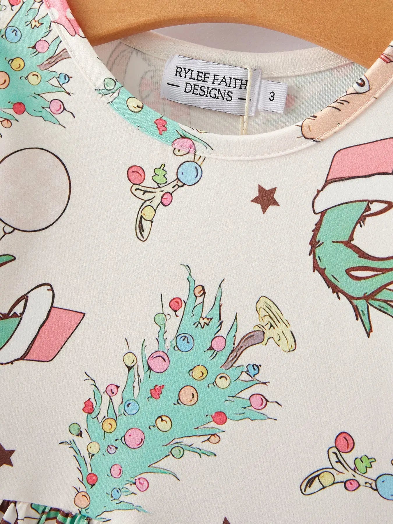Rylee Faith Designs Christmas Cartoon Characters Print Dress for Girls - Apparel & Accessories > Clothing > Dresses Dress