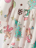 Rylee Faith Designs Christmas Cartoon Characters Print Dress for Girls - Apparel & Accessories > Clothing > Dresses Dress