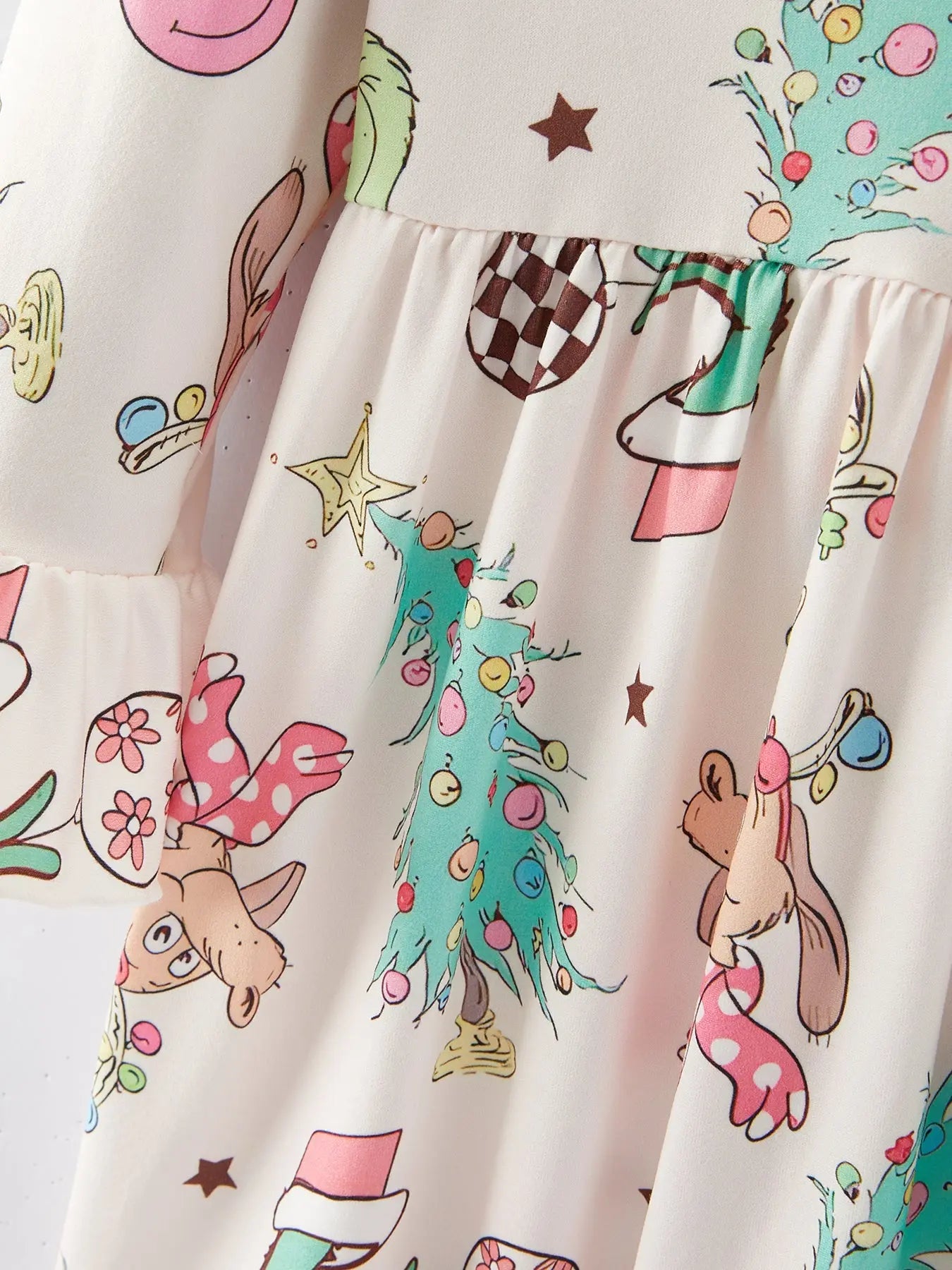Rylee Faith Designs Christmas Cartoon Characters Print Dress for Girls - Apparel & Accessories > Clothing > Dresses Dress