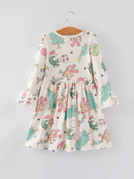 Rylee Faith Designs Christmas Cartoon Characters Print Dress for Girls - Apparel & Accessories > Clothing > Dresses Dress
