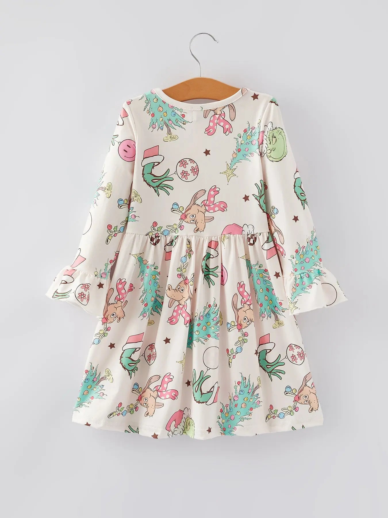 Rylee Faith Designs Christmas Cartoon Characters Print Dress for Girls - Apparel & Accessories > Clothing > Dresses Dress