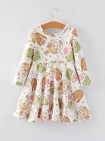 Rylee Faith Designs Festive Christmas Cartoon Characters Print Girls Dress - Apparel & Accessories > Clothing > Dresses Dress