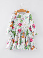 Rylee Faith Designs Rylee Faith Christmas Tree Print Character Girls Dress - Apparel & Accessories > Clothing > Dresses Dress