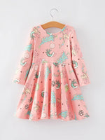 Rylee Faith Designs Christmas Cartoon Characters Tree Print Girls Dress - Apparel & Accessories > Clothing > Dresses Dress