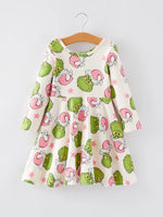 Rylee Faith Designs Christmas Cartoon Characters Print Girls Dress For Holiday - Apparel & Accessories > Clothing > Dresses Dress