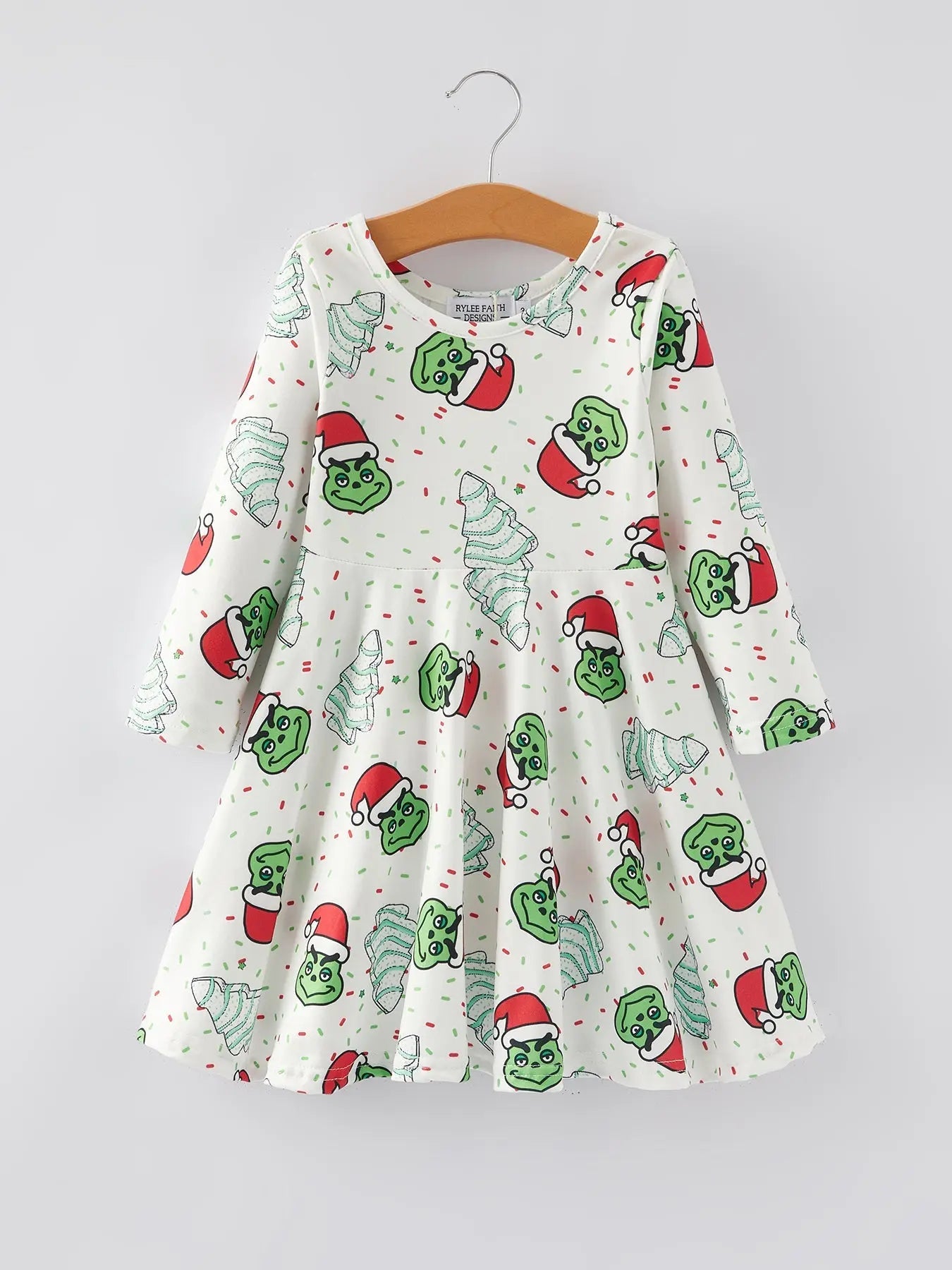 Rylee Faith Designs Christmas Cartoon Characters Gingerbread Print Girls Dress - Apparel & Accessories > Clothing > Dresses Dress