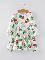 Rylee Faith Designs Christmas Cartoon Characters Gingerbread Print Girls Dress - Apparel & Accessories > Clothing > Dresses Dress