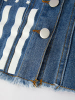 Rylee Faith Designs 4th Of July Stars Stripes Denim Vest For Girls - Apparel & Accessories > Clothing > Outerwear > Vests Top