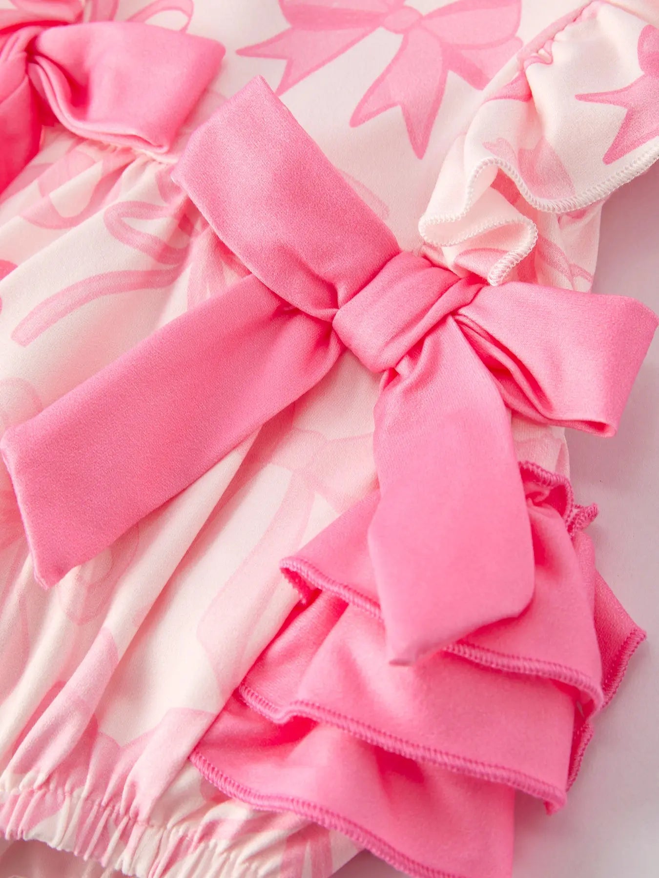 Rylee Faith Designs Girls Pink Bow Print Summer Romper - Apparel & Accessories > Clothing > Baby & Toddler Clothing > Baby & Toddler Outfits Romper