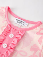Rylee Faith Designs Girls Pink Bow Print Pajamas Set for Comfortable Bedtime Sleepwear - Apparel & Accessories > Clothing > Sleepwear & Loungewear > Pajamas Pajamas