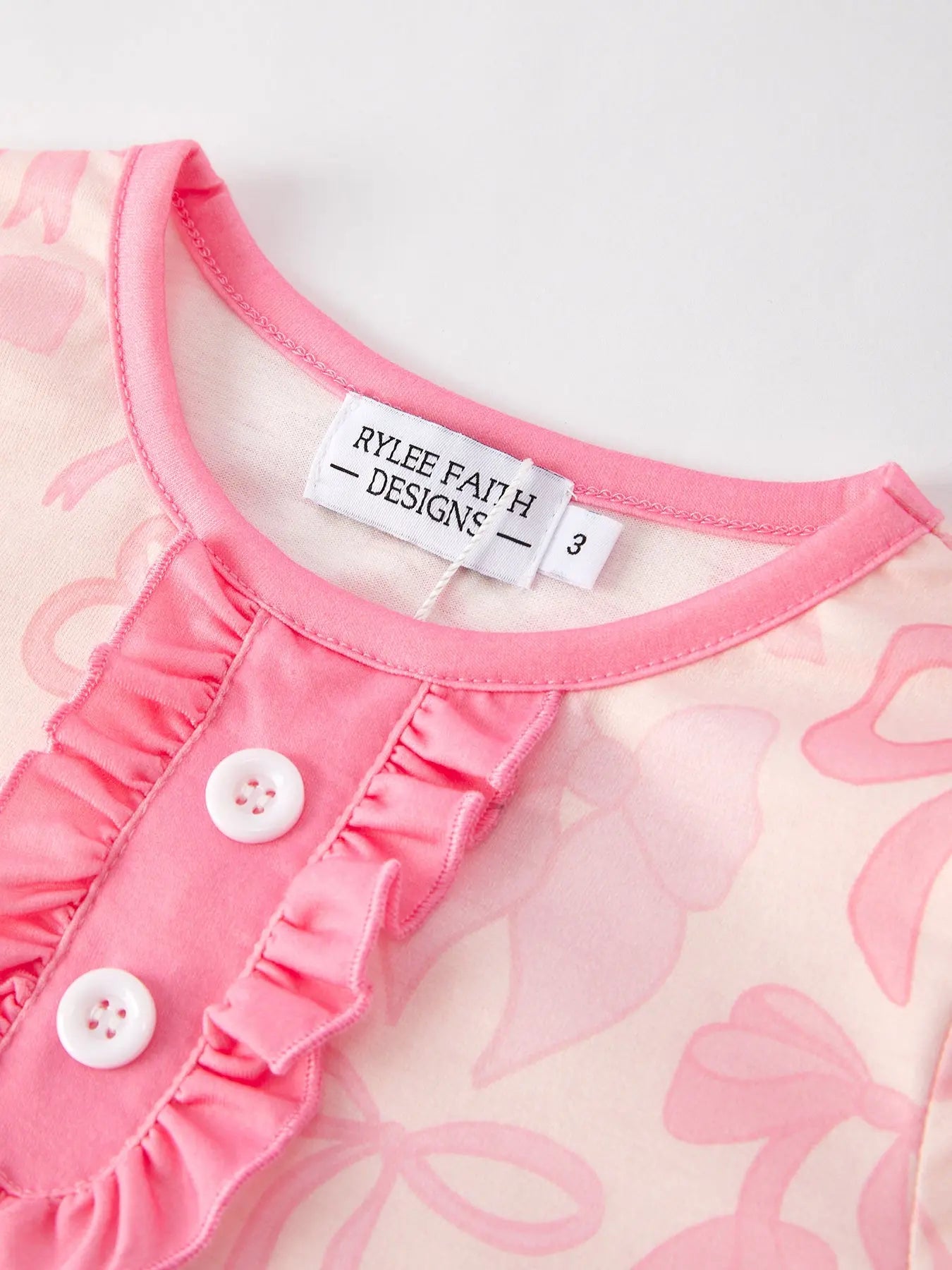 Girls Pink Bow Print Pajamas Set for Comfortable Bedtime Sleepwear Rylee Faith Designs