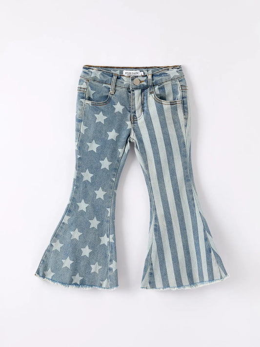 4th Of July Patriotic Star Stripe Flare Jeans Rylee Faith Designs