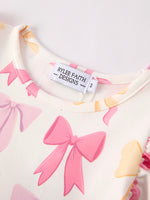 BACK TO SCHOOL Girl's Summer Bow Short Sleeve Shorts Set by Rylee Faith Designs at Everetts Place