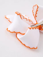 Rylee Faith Designs Festive Halloween Pumpkin Bow Hairpin for Fun Seasonal Outfits - Apparel & Accessories > Clothing Accessories > Hair Accessories > Hair Pins, Claws & Clips Bows