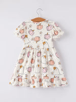 Rylee Faith Designs Adorable Halloween Pumpkin Ghost Print Dress for Cute Girls - Apparel & Accessories > Clothing > Dresses Dress