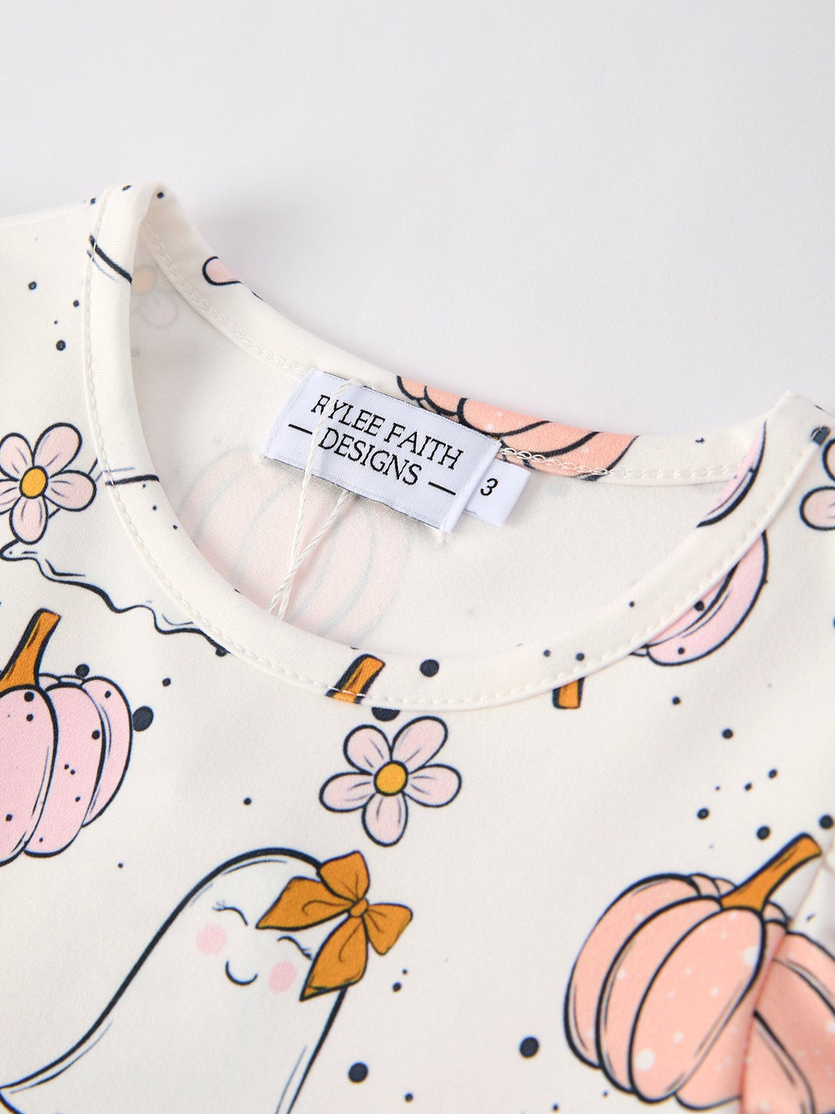 Halloween Pumpkin Ghost Print Cute Girls Dress by Rylee Faith Designs