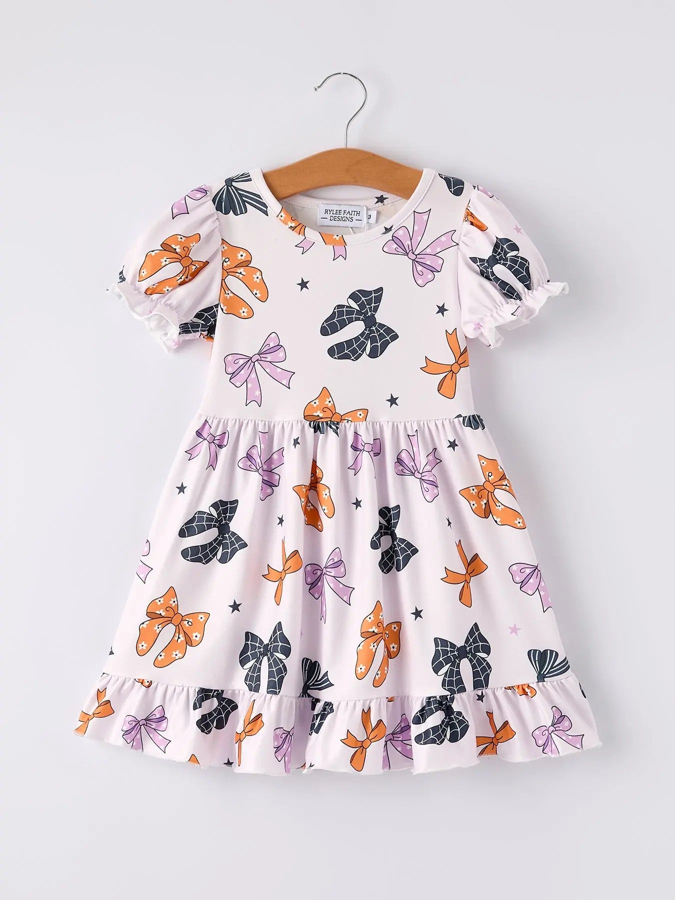 Rylee Faith Designs Cute Halloween Bow Print Dress for Little Girls with Comfortable Fit - Apparel & Accessories > Clothing > Dresses Dress