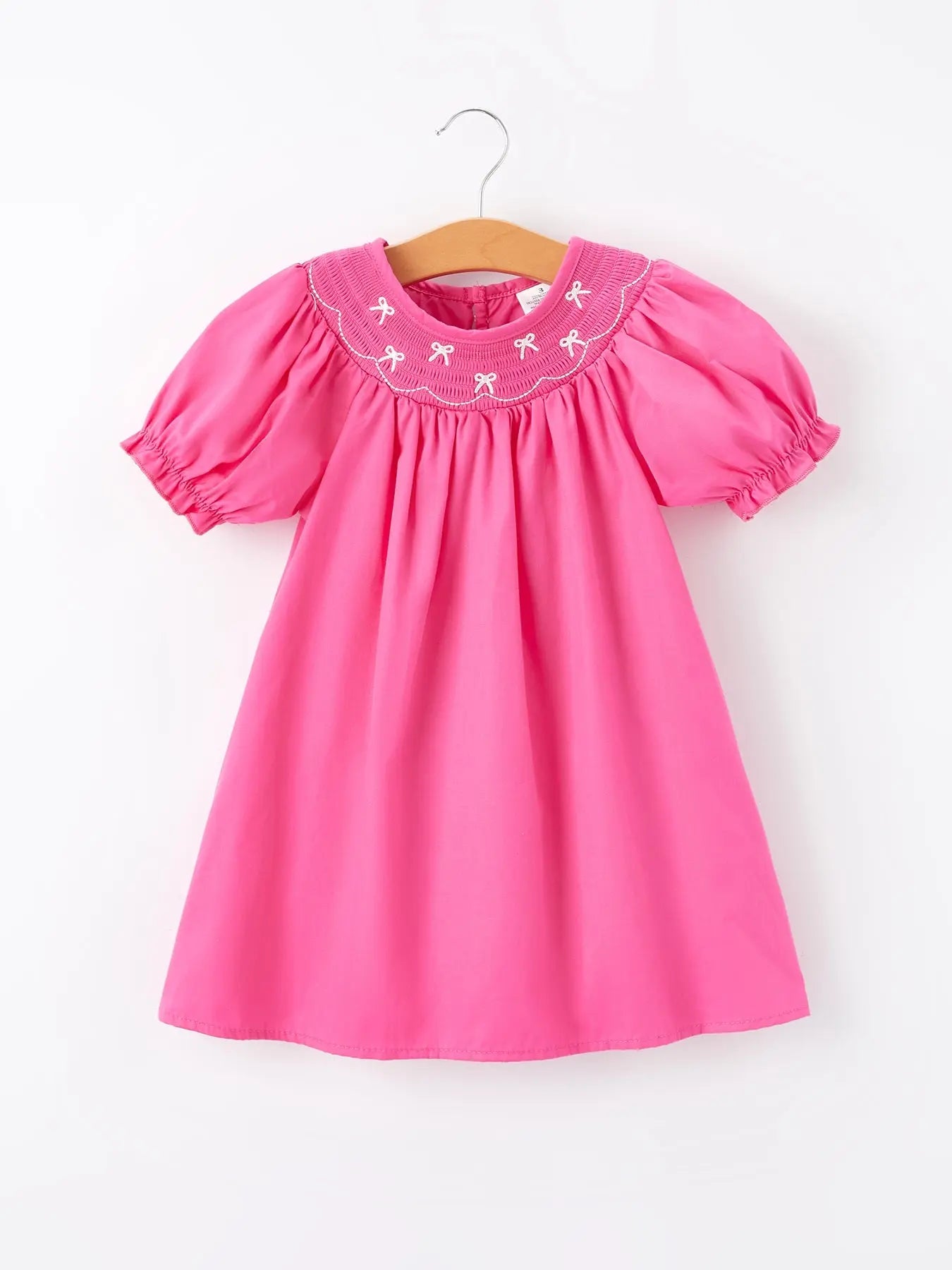 Girls Bow Smocking Embroidery Hot Pink Dress Rylee Faith Designs