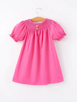 Rylee Faith Designs Girls Bow Smocking Embroidery Hot Pink Dress - Apparel & Accessories > Clothing > Dresses Dress