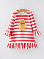 Rylee Faith Designs Girls Christmas Gingerbread Man Dress Red White Stripes - Apparel & Accessories > Clothing > Dresses Dress