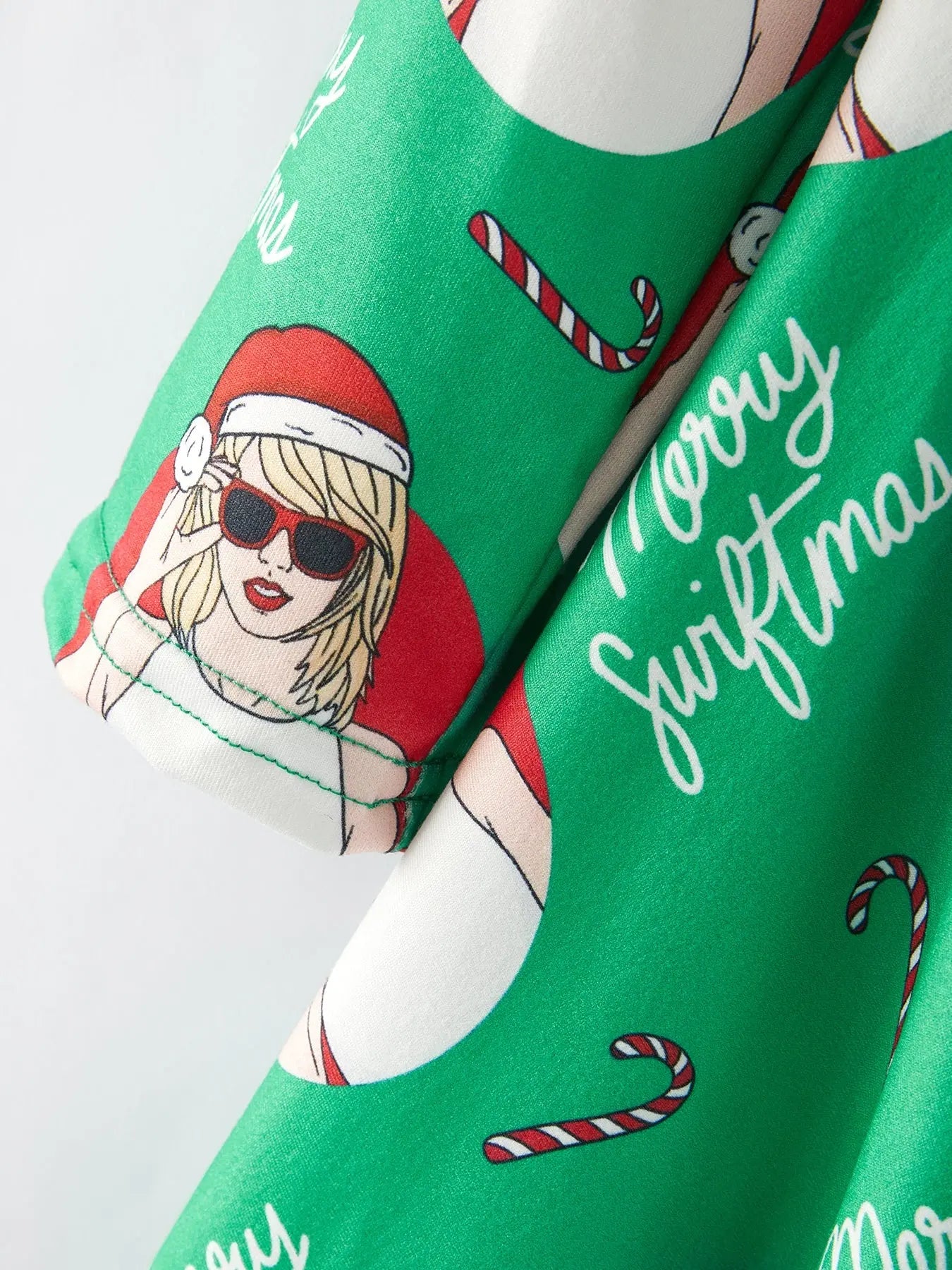 Rylee Faith Designs Green Christmas Print Milk Silk Party Dress For Girls - Apparel & Accessories > Clothing > Dresses Dress