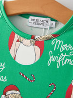 Rylee Faith Designs Green Christmas Print Milk Silk Party Dress For Girls - Apparel & Accessories > Clothing > Dresses Dress